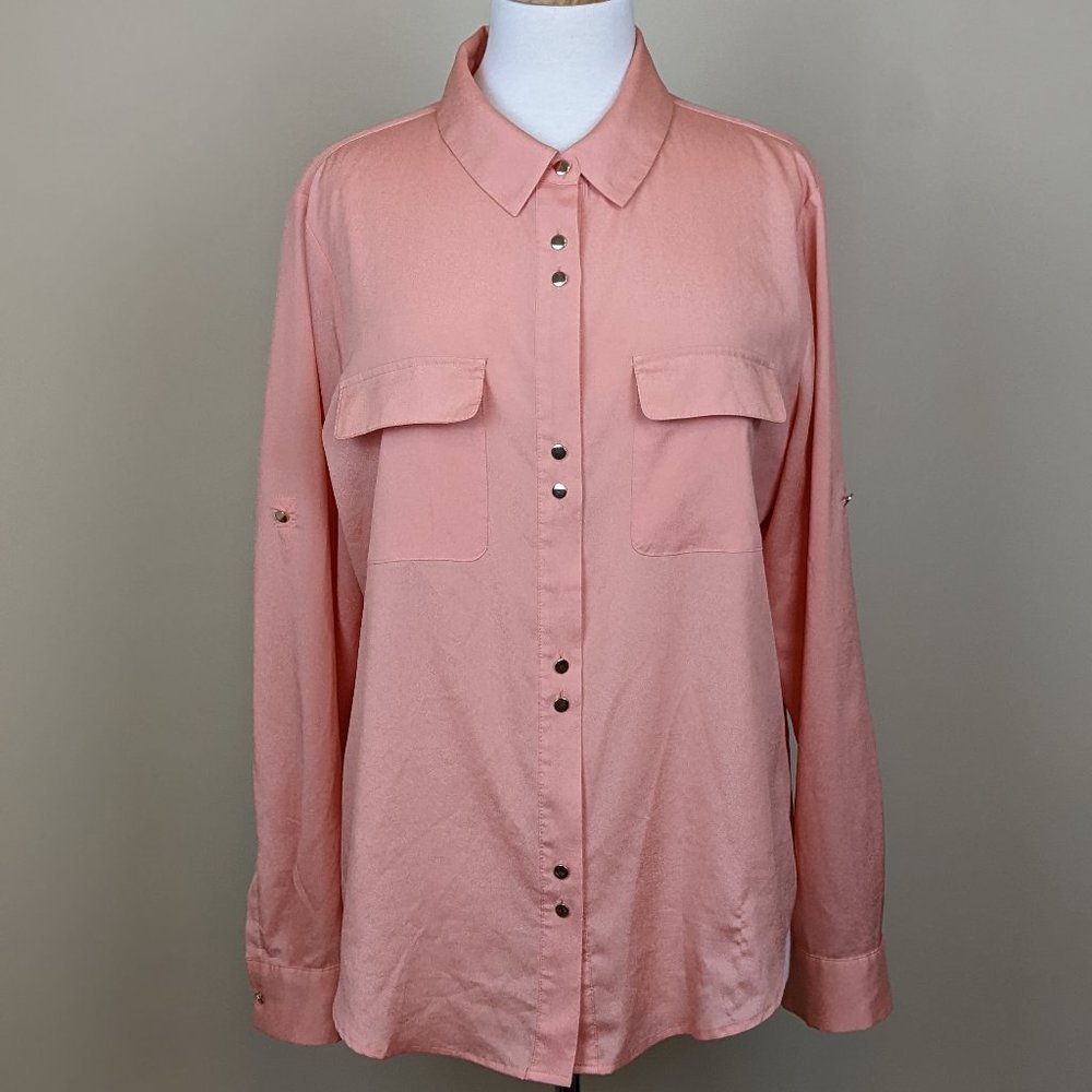 Ivanka Trump Peach Knob Orange Blouse XL